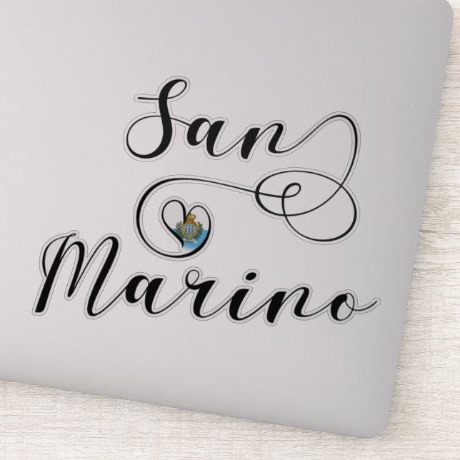 San Marino Flag Heart Sticker (Detail)