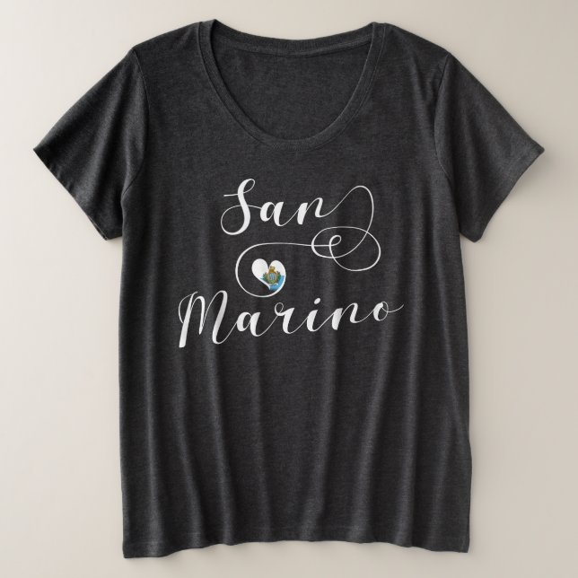 San Marino Flag In Heart Plus Size T-Shirt (Design Front)