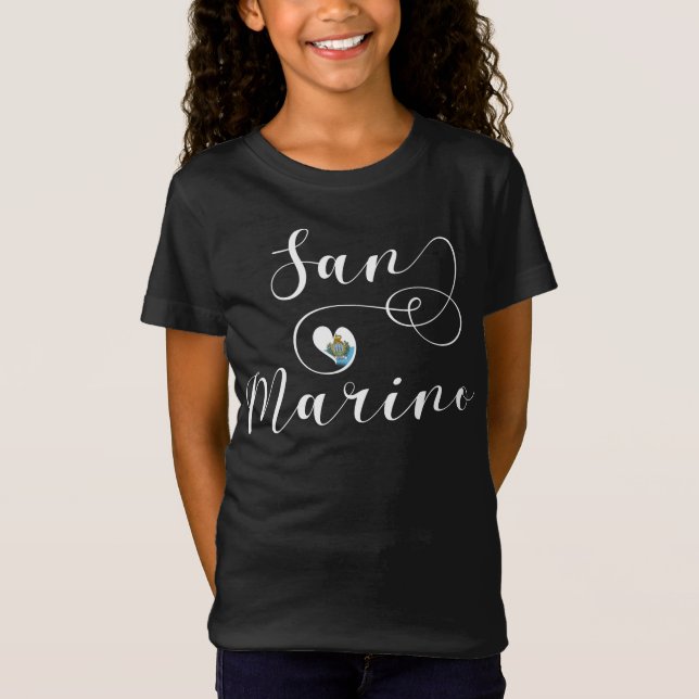 San Marino Flag In Heart T-Shirt (Front)