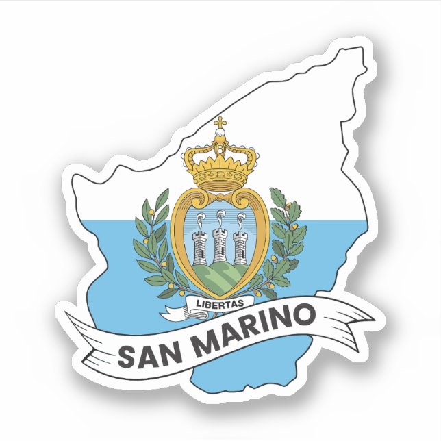San Marino Flag Map Sticker (Front)
