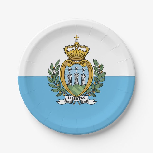 San Marino Flag Paper Plates (Front)