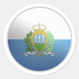 San marino Glossy Circle Flag Classic Round Sticker