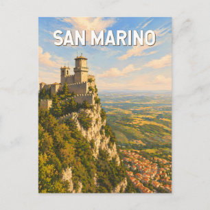 San Marino Illustration Travel Art Vintage Postcard