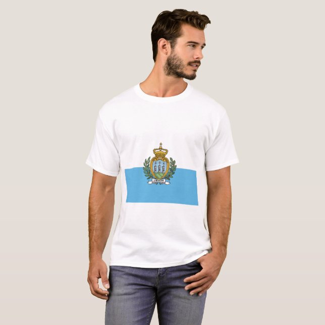 San Marino National World Flag T-Shirt (Front Full)
