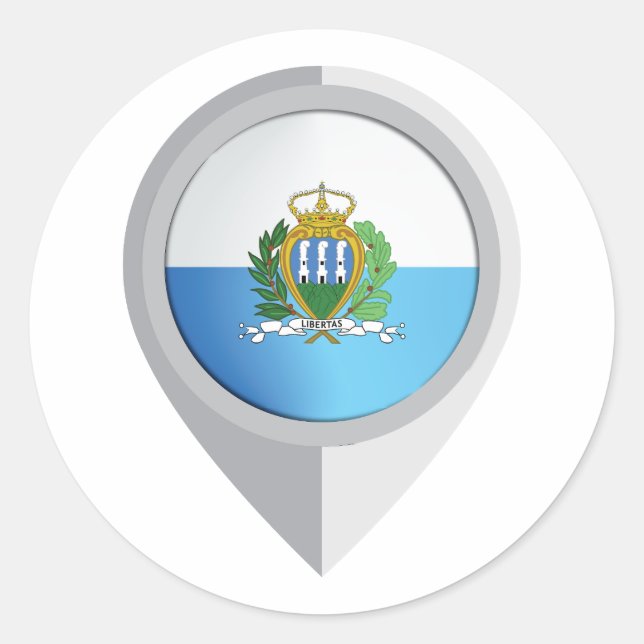 San Marino Pin Location Flag Classic Round Sticker (Front)