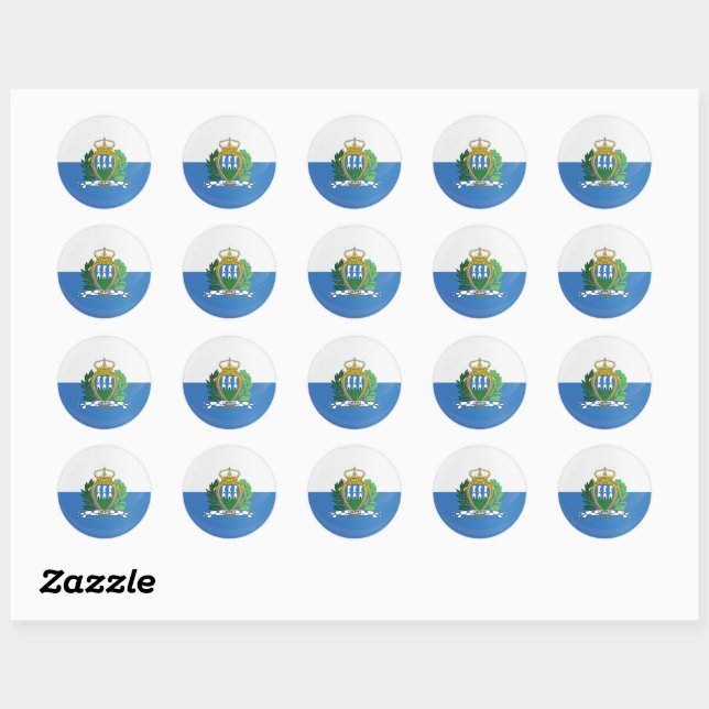 San Marino  Round Icon Flag Classic Round Sticker (Sheet)