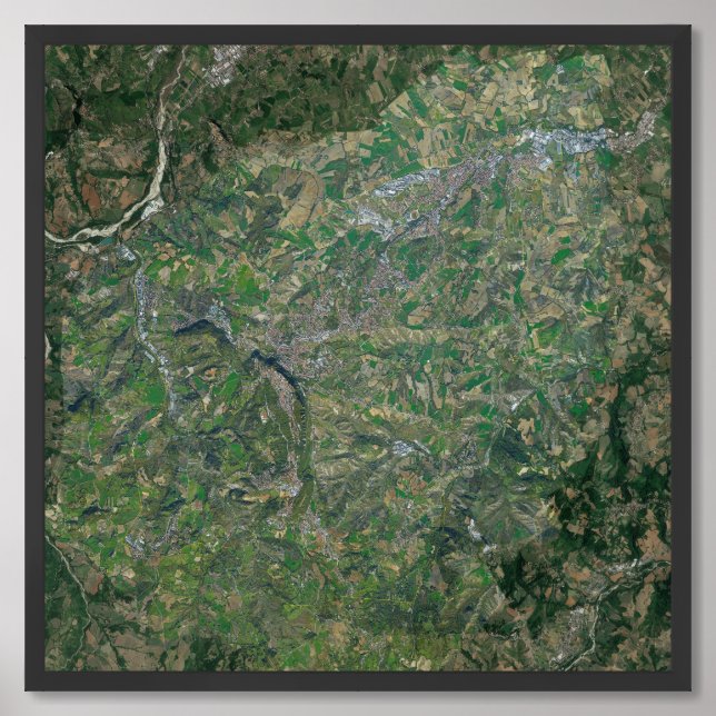 San Marino Satellite Terrain Map Framed Art (Framed Front)