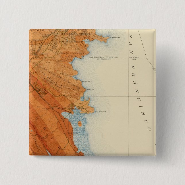 San Mateo quadrangle showing intensity, faults Pinback Button (Front)