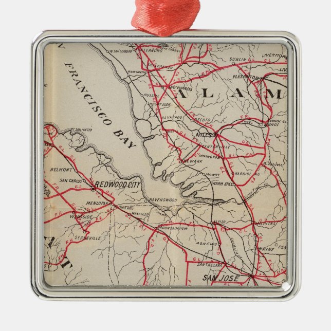 San Mateo, Santa Cruz, Santa Clara, Alameda Metal Ornament (Front)