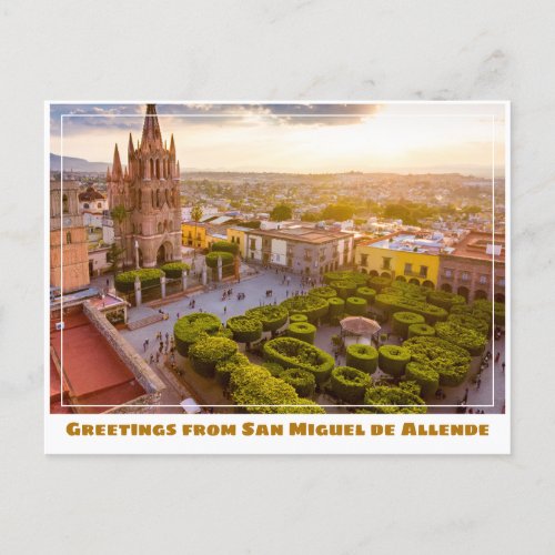 San Miguel de Allende Church with Garden Postcard