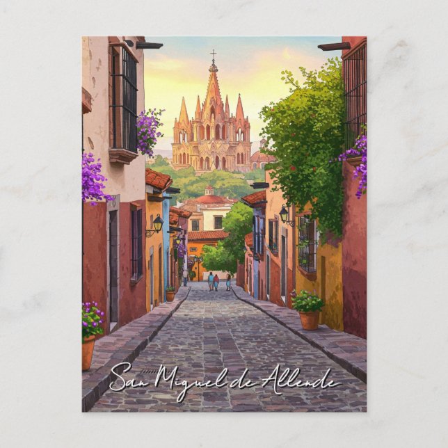 San Miguel de Allende Mexico Travel Watercolor Postcard (Front)