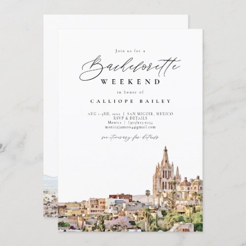 SAN MIGUEL MEXICO Travel Bachelorette Itinerary Invitation