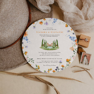 San Miguel Mexico   Watercolor Floral Wedding Invitation