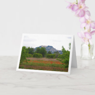 San Miguel Monastery above Poppy Field Card
