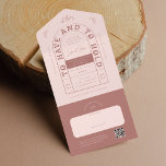 San Miguel Wedding Invitation with RSVP Card<br><div class="desc">This wedding invitation design features arched typography in a funky vintage inspired font. The font has a playful and retro feel, adding a unique touch to the invitation. The color palette for the design is a rust red and light pink, creating a warm and romantic atmosphere. The combination of the...</div>