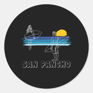 San Pancho Surfing Beach Surf Guy Girl Classic Round Sticker