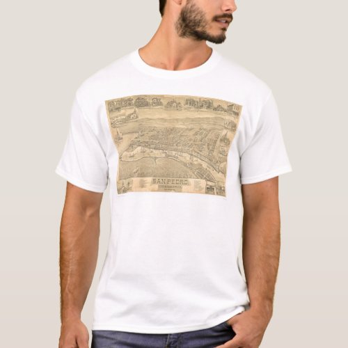 San Pedro CA Panoramic Map 1895 1319A T_Shirt