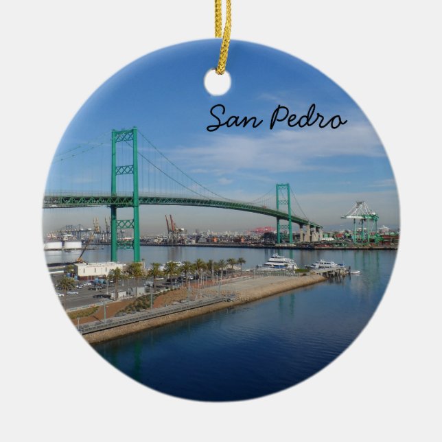 San Pedro, California Ceramic Ornament (Front)