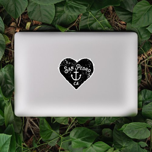 San Pedro California Heart and Anchor Grunge Sticker