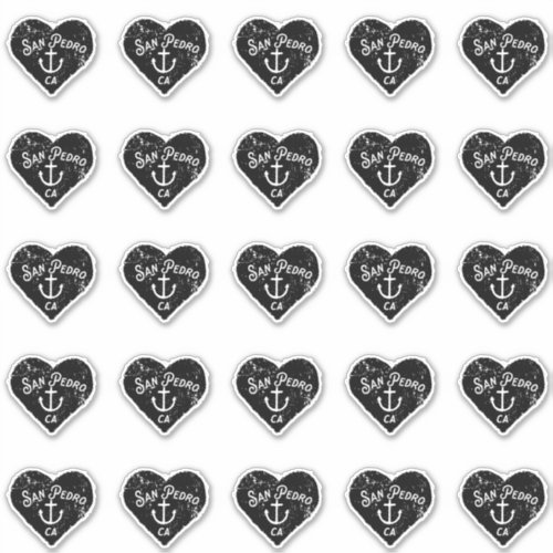 San Pedro California Heart and Anchor Grunge Sticker