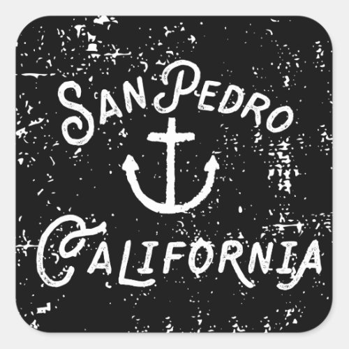 San Pedro Los Angeles California Anchor Vintage Square Sticker