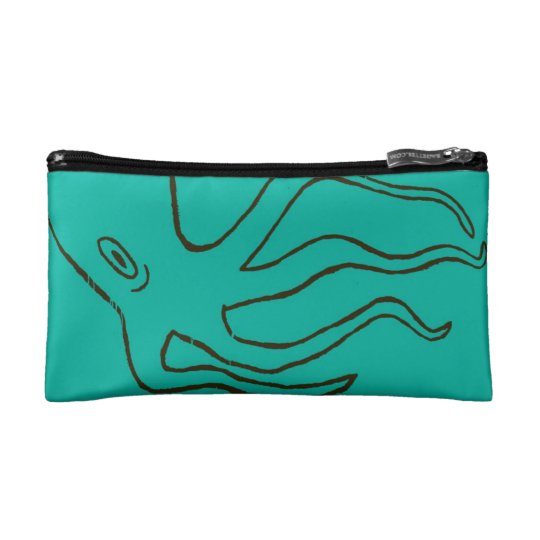 San Pedro Octopus Turquoise Brown Clutch Purse