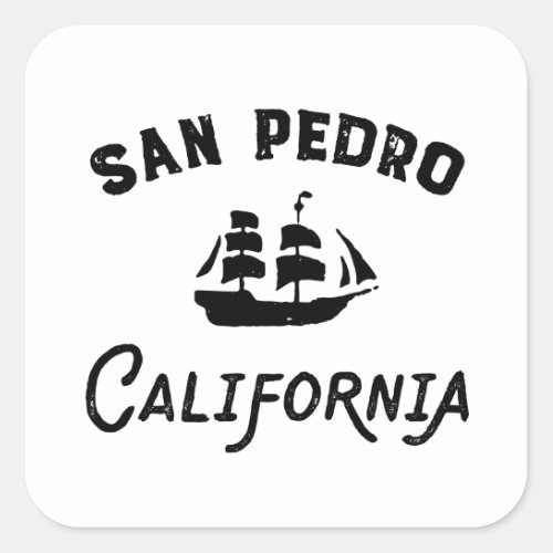 San Pedro Port of Los Angeles California Tall Ship Square Sticker