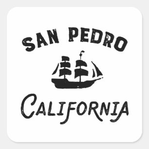San Pedro Port of Los Angeles California Tall Ship Square Sticker