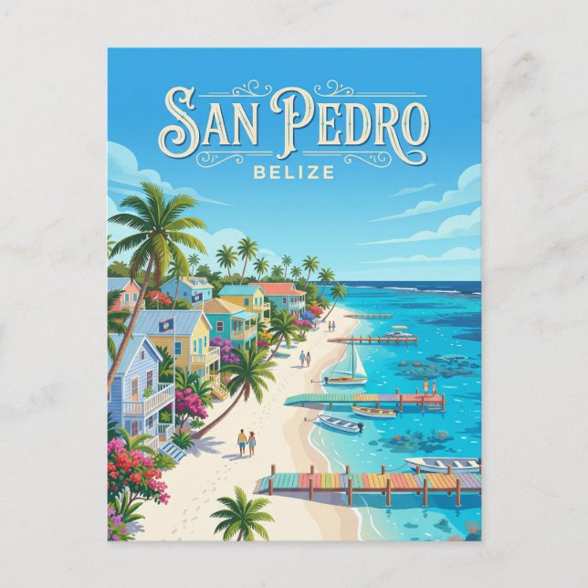 San Pedro Town Belize Postcard (Front)