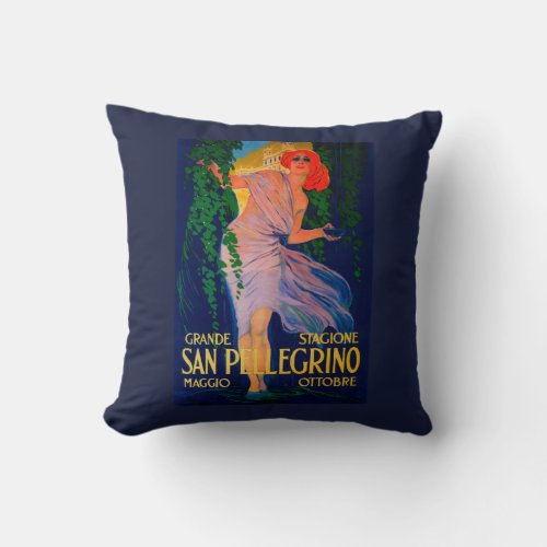 San Pellegrino Vintage PosterEurope Throw Pillow