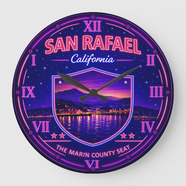 San Rafael California Waterfront Large Clock (Front)