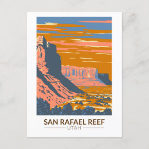 San Rafael Reef Utah Travel Art Vintage Postcard