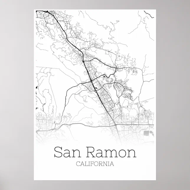 San Ramon Vector San Ramon Map - California - City Map Poster | Zazzle