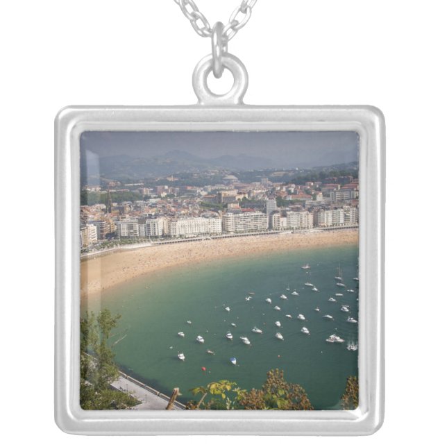 San Sebastian, Spain. The Basque city of San Silver Plated Necklace (Front)