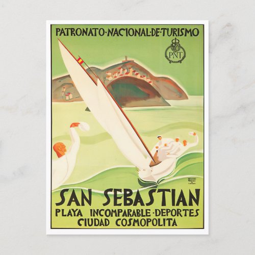 San Sebastian Spain vintage travel Postcard
