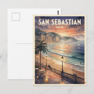 San Sebastian Spain Vintage Travel Postcard