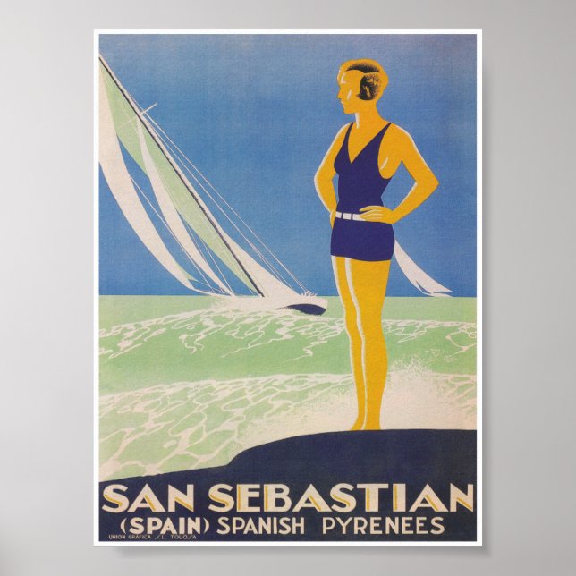 San Sebastian Spain Vintage Travel Poster (Front)