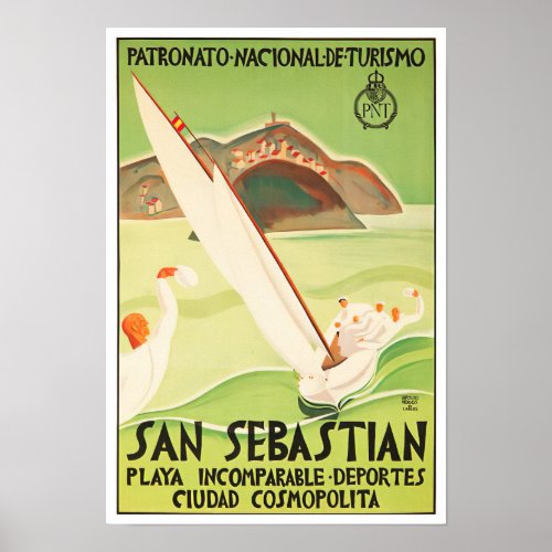 San Sebastian Spain vintage travel Poster