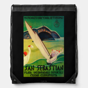 San Sebastian Vintage PosterEurope Drawstring Bag