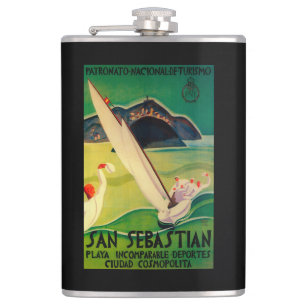 San Sebastian Vintage PosterEurope Hip Flask