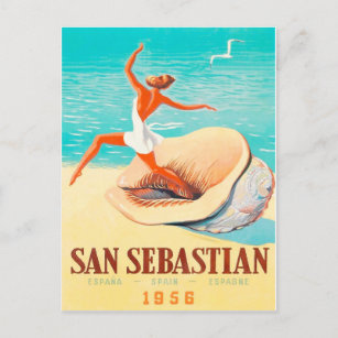 San Sebastian, woman is coming from a shell Postcard