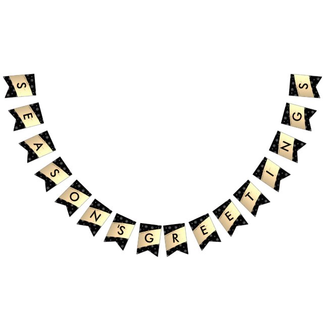 San Serif Elegant Season's Greetings Gold Splash Bunting Flags (All)