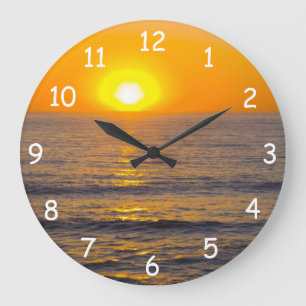 San Simeon Sunset 5 Large Clock
