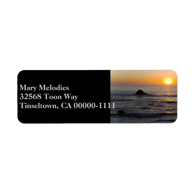 San Simeon Sunset Black Address Label (Front)