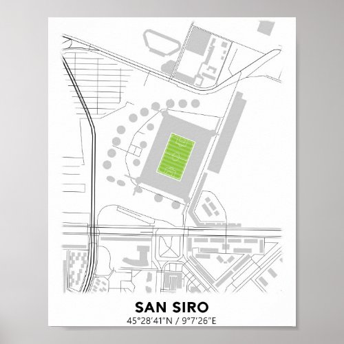 San Siro Map Design Poster