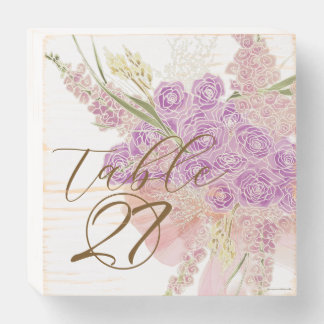 San Telmo Terracotta bow Dusty Rose- table number Wooden Box Sign