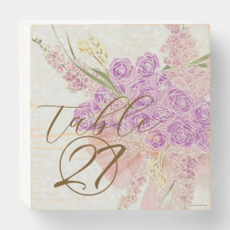 San Telmo Terracotta bow Dusty Rose- table number Wooden Box Sign