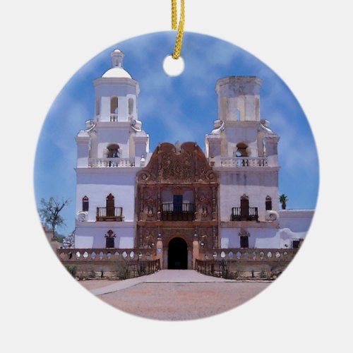 San Xavier del Bac Mission _ Tucson AZ Ceramic Ornament