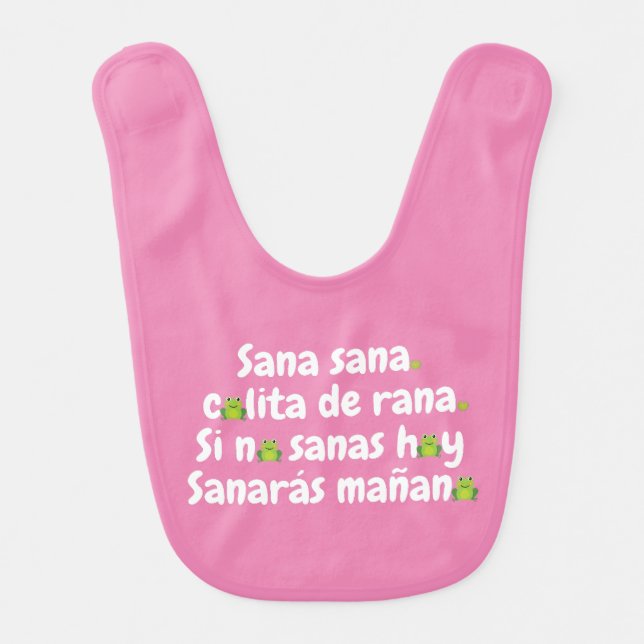Sana Sana Colita de Rana Pink Baby Bib (Front)