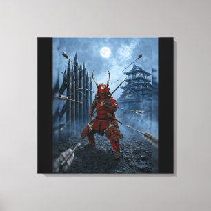 Sanada Yukimura Samurai Armor Blue Moon 24x24 Canvas Print